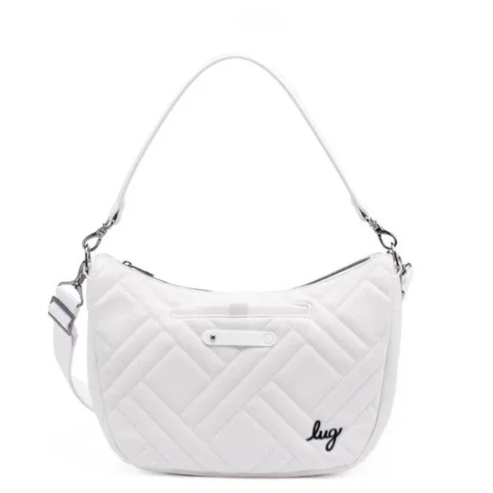 Lug Harmony Matte Luxe Vegan Leather Messenger Bag in Pearl White
